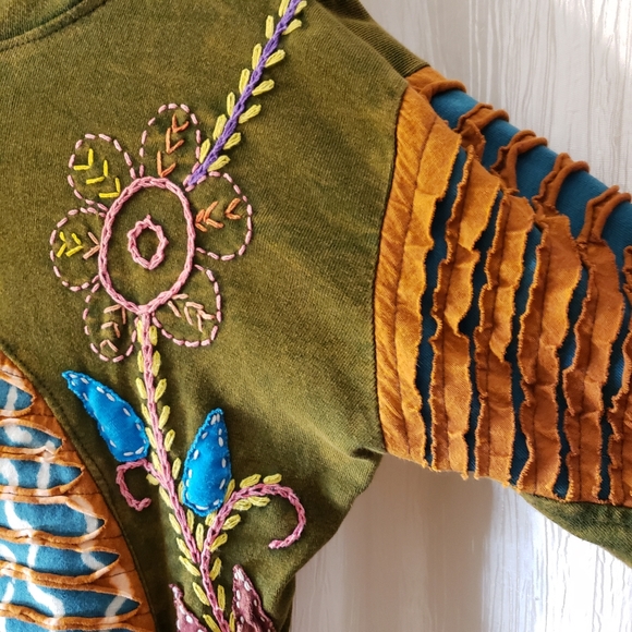 Rising International Zip Up Hoodie Boho Hippie Large Unique Pattern - Picture 3 of 11